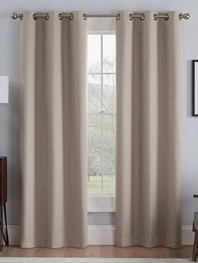 Eclipse Talisa Absolute Zero Beige Blackout Curtain Draft Blocker 63x37 Set of 2